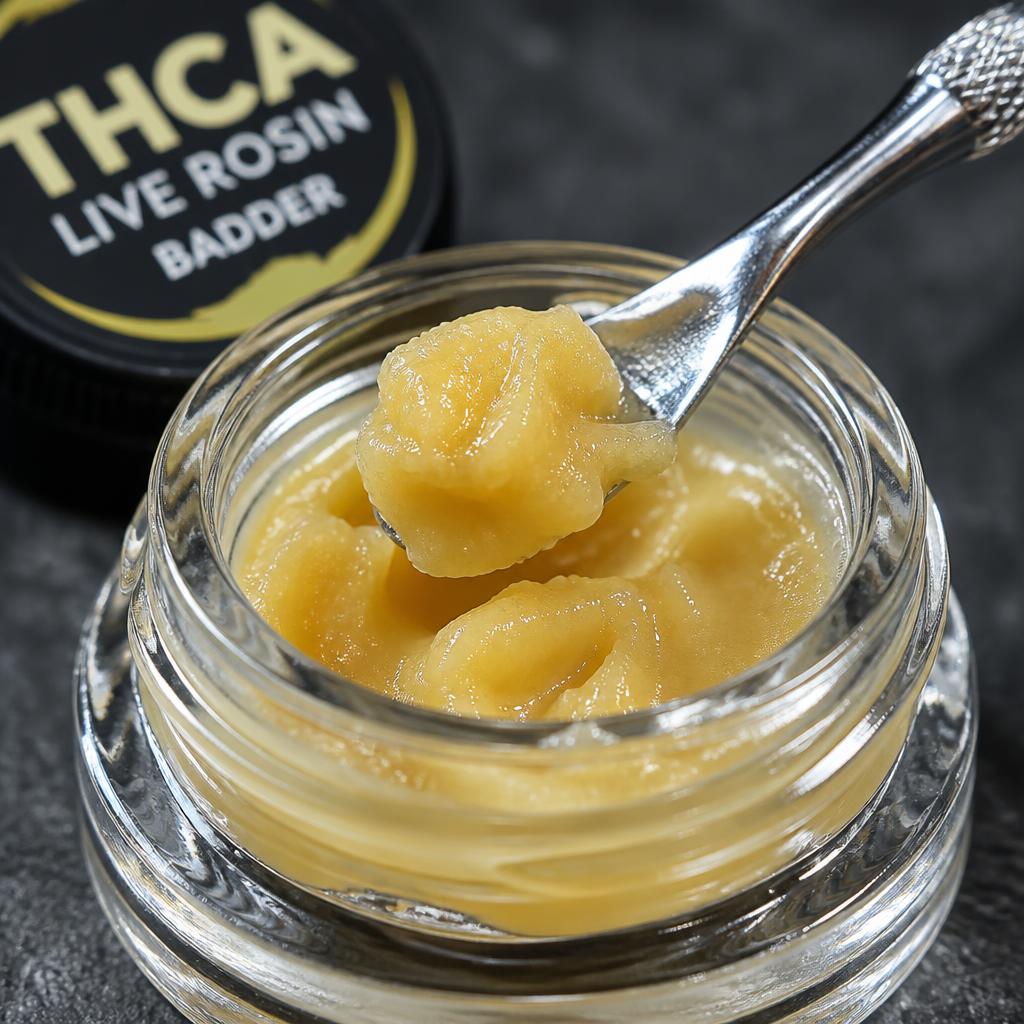THCA Live Rosin Badder — Whipped, cake-batter consistency