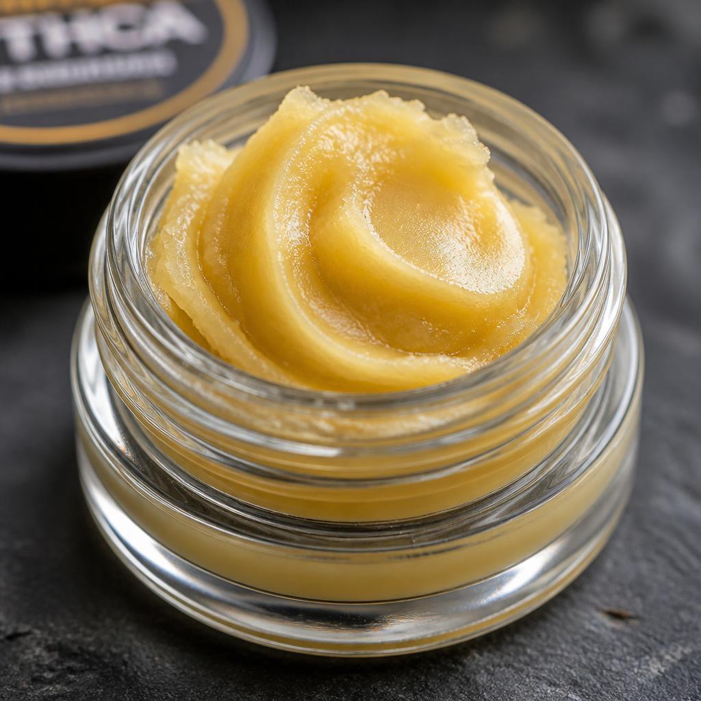 THCA Live Rosin Budder — Dense, buttery and scoopable
