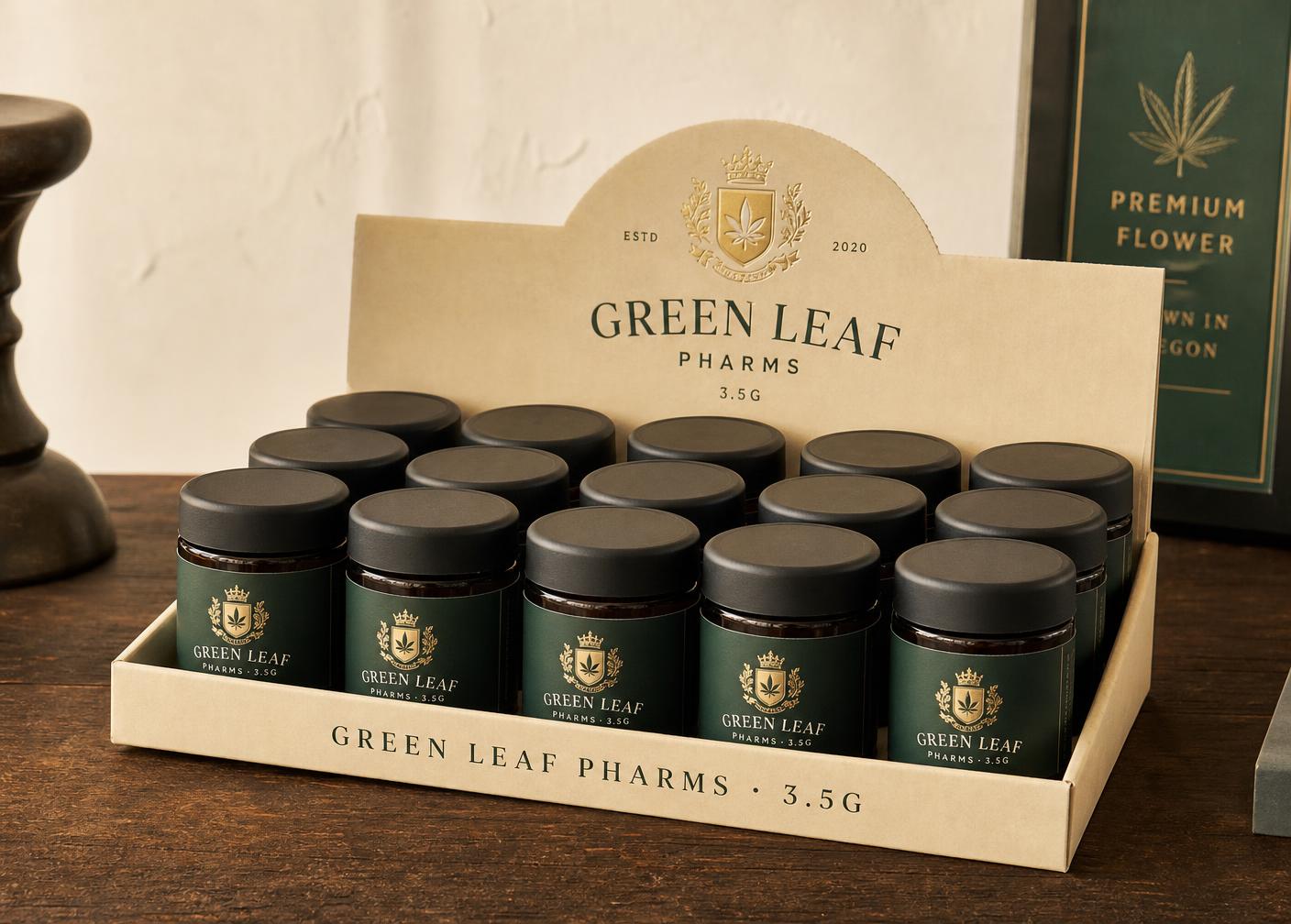 14ct display case — Green Leaf Pharms packaging